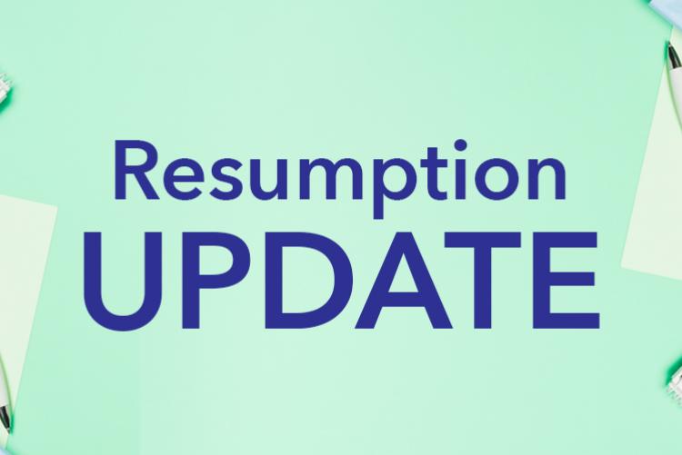 resumption announcement 